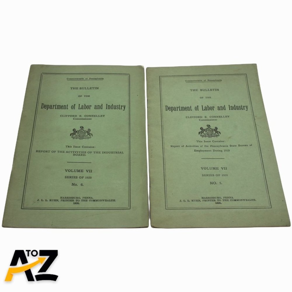 Vtg Bulletin Department of Labor & Industry 1920 No. 5 & 6 Pennsylvania Volume 7